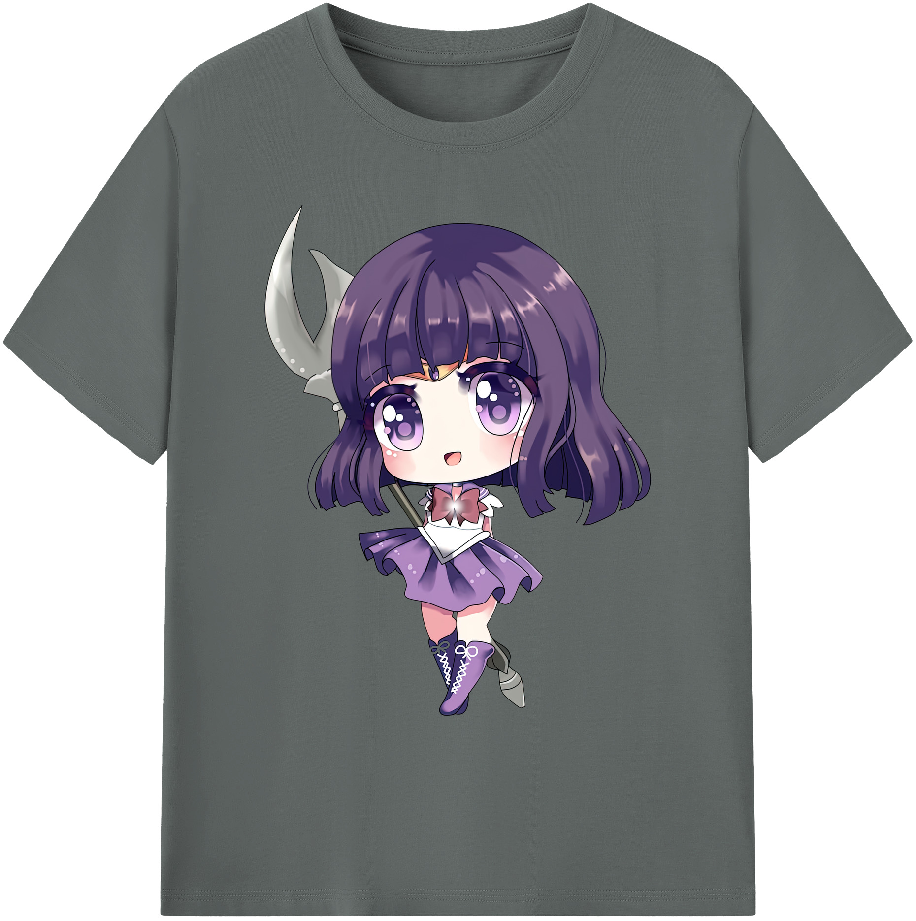 （画像用） 美少女戦士セーラームーン 土萠ほたる Sailor Moon Tomoe Hotaru （セーラーサターン；Sailor Saturn） 綿100％ メンズ半袖Tシャツ｜肌触りやわらか＆通気性